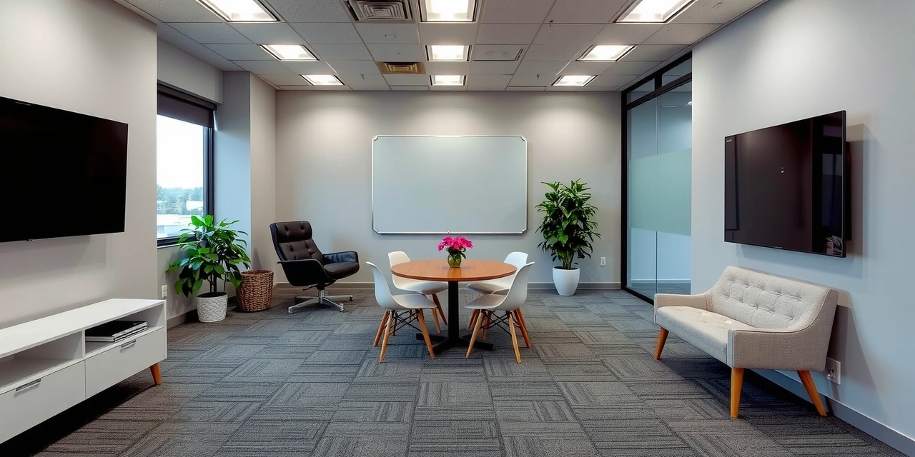 Ufficio moderno e accogliente di Colosseovita, che invita alla comunicazione.