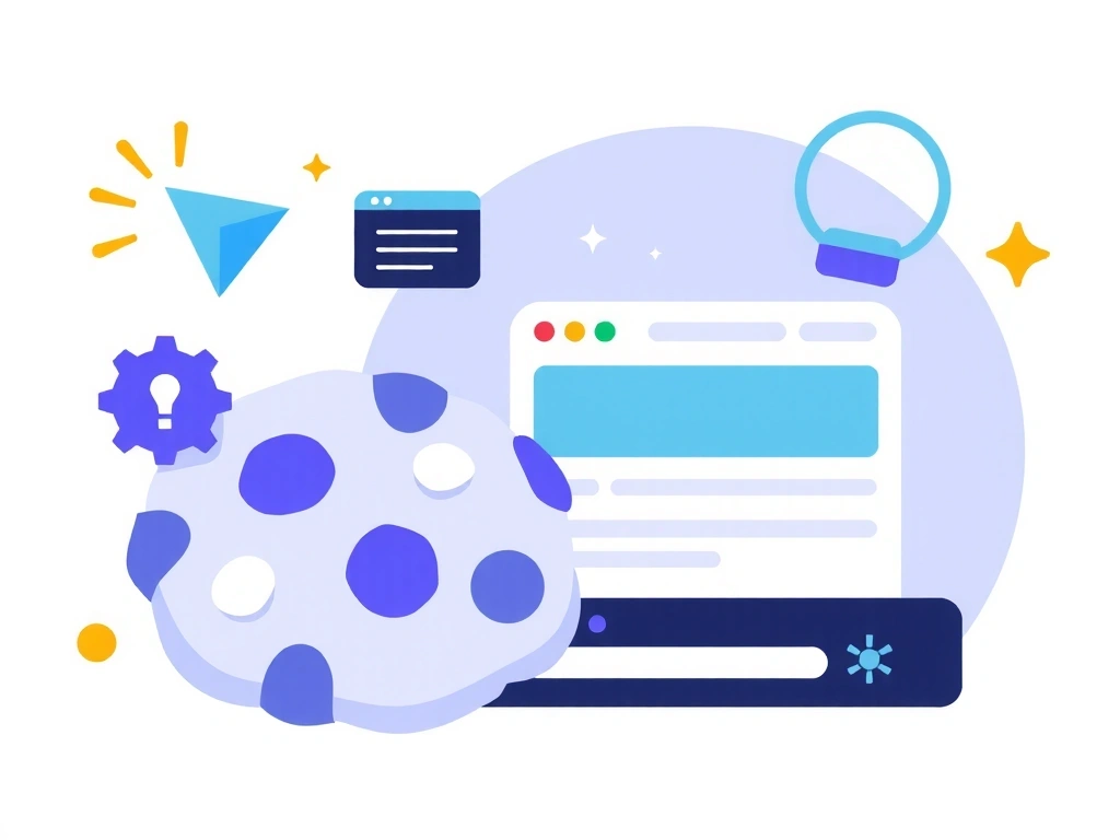 Illustrazione di un biscotto digitale che simboleggia i cookie del sito web con elementi di privacy e sicurezza